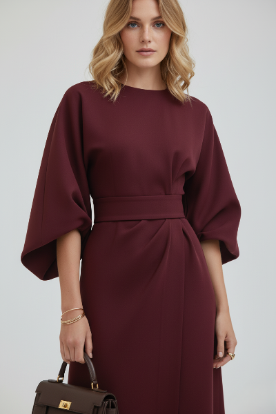 Midi Work Dress in Soft Fabric - Professional Style for Office Wear