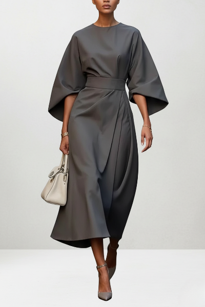 Midi Work Dress in Soft Fabric - Professional Style for Office Wear