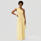 One-Shoulder Ruched Maxi Dress for Women | Elegant Summer Evening Wear | Lightweight Fabric