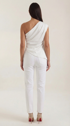 One-Shoulder Sleeveless Top - Lightweight Fabric - Casual Wear - Perfect for Summer Outings