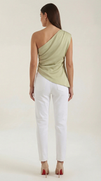 One-Shoulder Sleeveless Top - Lightweight Fabric - Casual Wear - Perfect for Summer Outings
