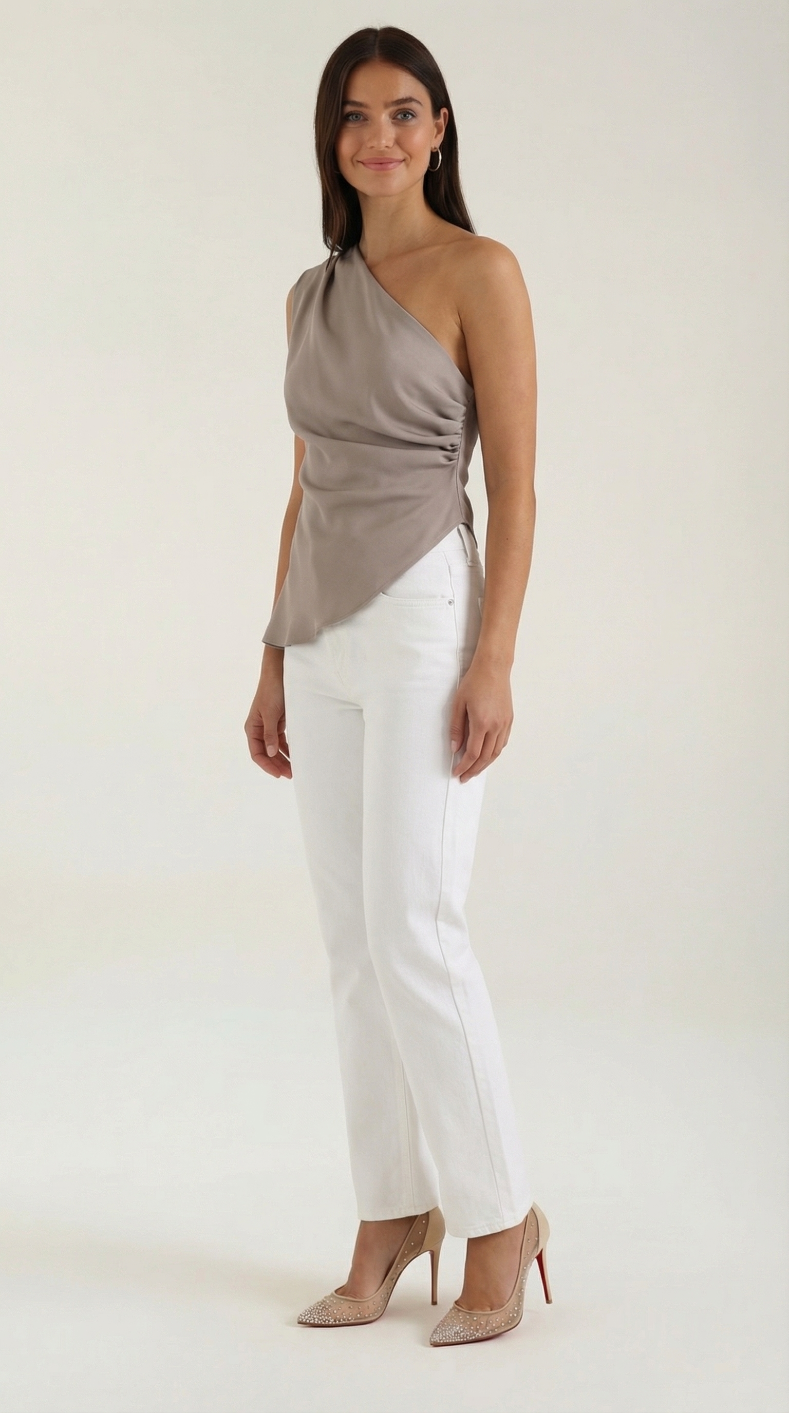 One-Shoulder Sleeveless Top - Lightweight Fabric - Casual Wear - Perfect for Summer Outings