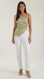 One-Shoulder Sleeveless Top - Lightweight Fabric - Casual Wear - Perfect for Summer Outings