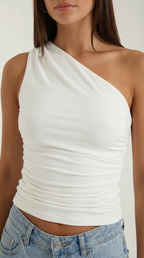 One-Shoulder Sleeveless Top for Women - Lightweight Fabric, Casual Style, Perfect for Summer Outings and Events