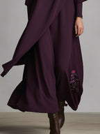 Plum Cotton-Blend Jersey Maxi Dress Women UK – Wedding Guest Garden Party Evening Gown