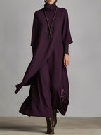 Plum Cotton-Blend Jersey Maxi Dress Women UK – Wedding Guest Garden Party Evening Gown
