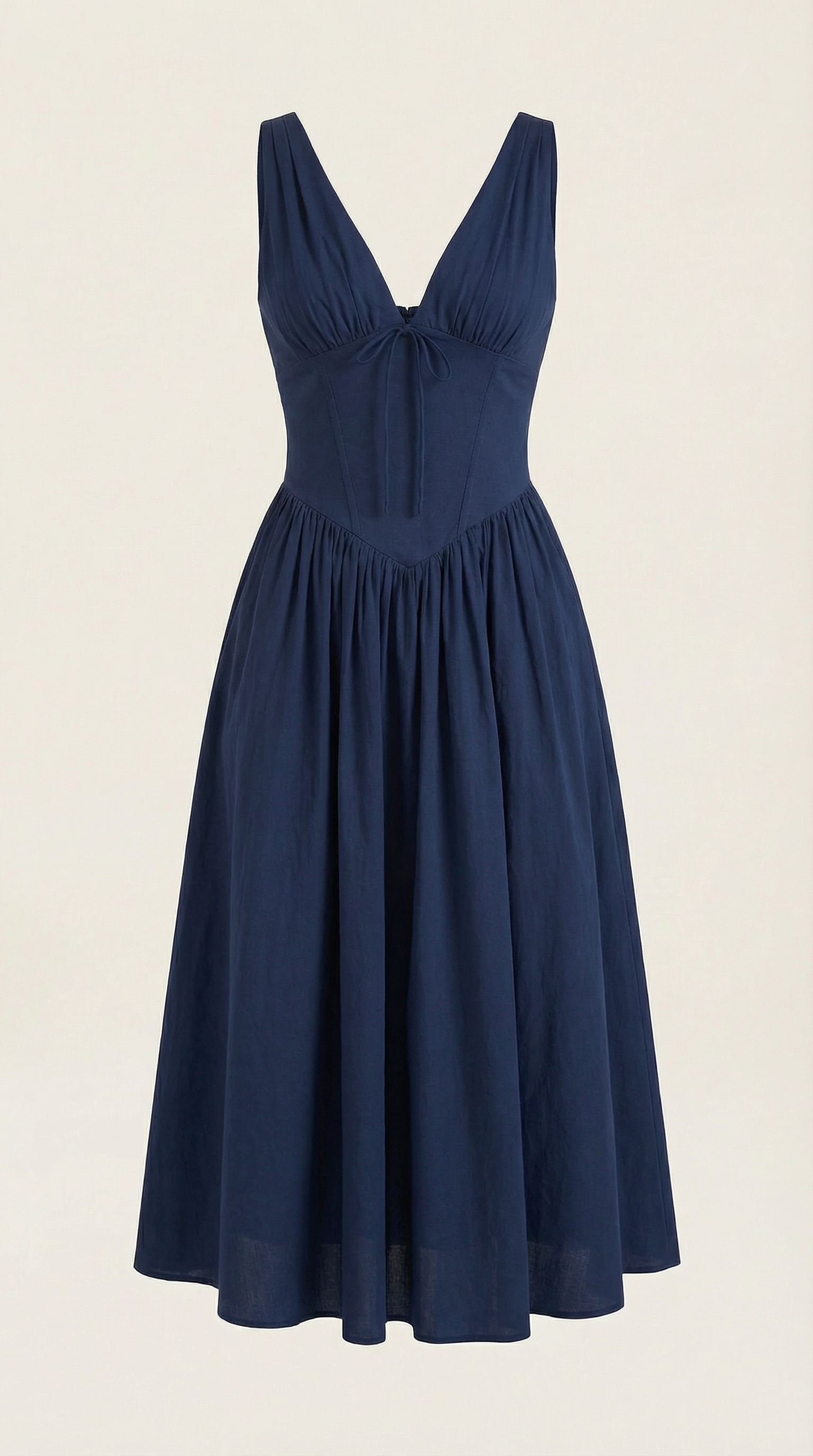 Plunge Midi Dress - Lightweight Fabric - Elegant Party Wear for Women - Perfect for Special Occasions