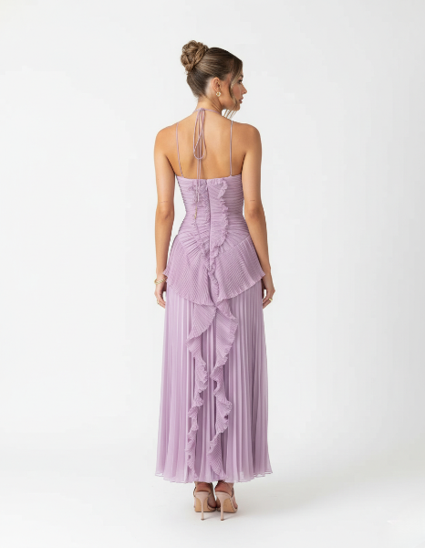Ruffle Maxi Dress in Lightweight Fabric - Elegant Summer Dress for Casual or Formal Occasions