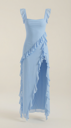 Ruffled Maxi Dress for Women - Lightweight Fabric, Elegant Design, Perfect for Summer Events and Casual Outings