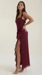 Ruffled Maxi Dress for Women - Lightweight Fabric, Elegant Design, Perfect for Summer Events and Casual Outings