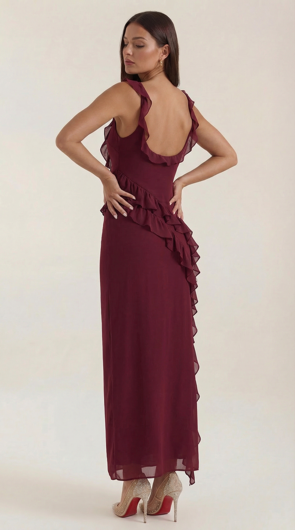 Ruffled Maxi Dress for Women - Lightweight Fabric, Elegant Design, Perfect for Summer Events and Casual Outings