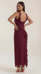 Ruffled Maxi Dress for Women - Lightweight Fabric, Elegant Design, Perfect for Summer Events and Casual Outings