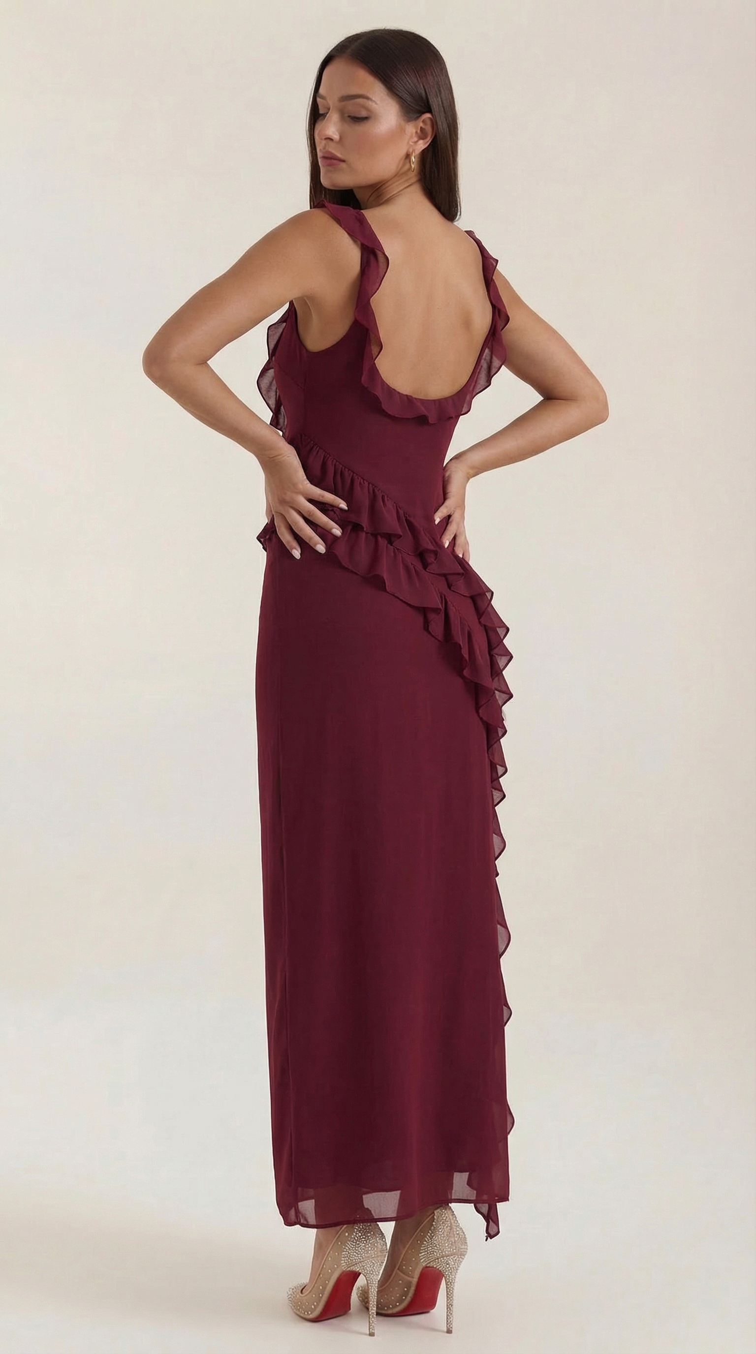 Ruffled Maxi Dress for Women - Lightweight Fabric, Elegant Design, Perfect for Summer Events and Casual Outings