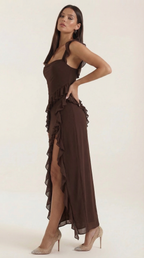 Ruffled Maxi Dress for Women - Lightweight Fabric, Elegant Design, Perfect for Summer Events and Casual Outings