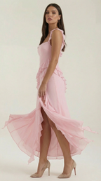 Ruffled Maxi Dress for Women - Lightweight Fabric, Elegant Design, Perfect for Summer Events and Casual Outings