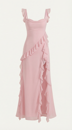 Ruffled Maxi Dress for Women - Lightweight Fabric, Elegant Design, Perfect for Summer Events and Casual Outings