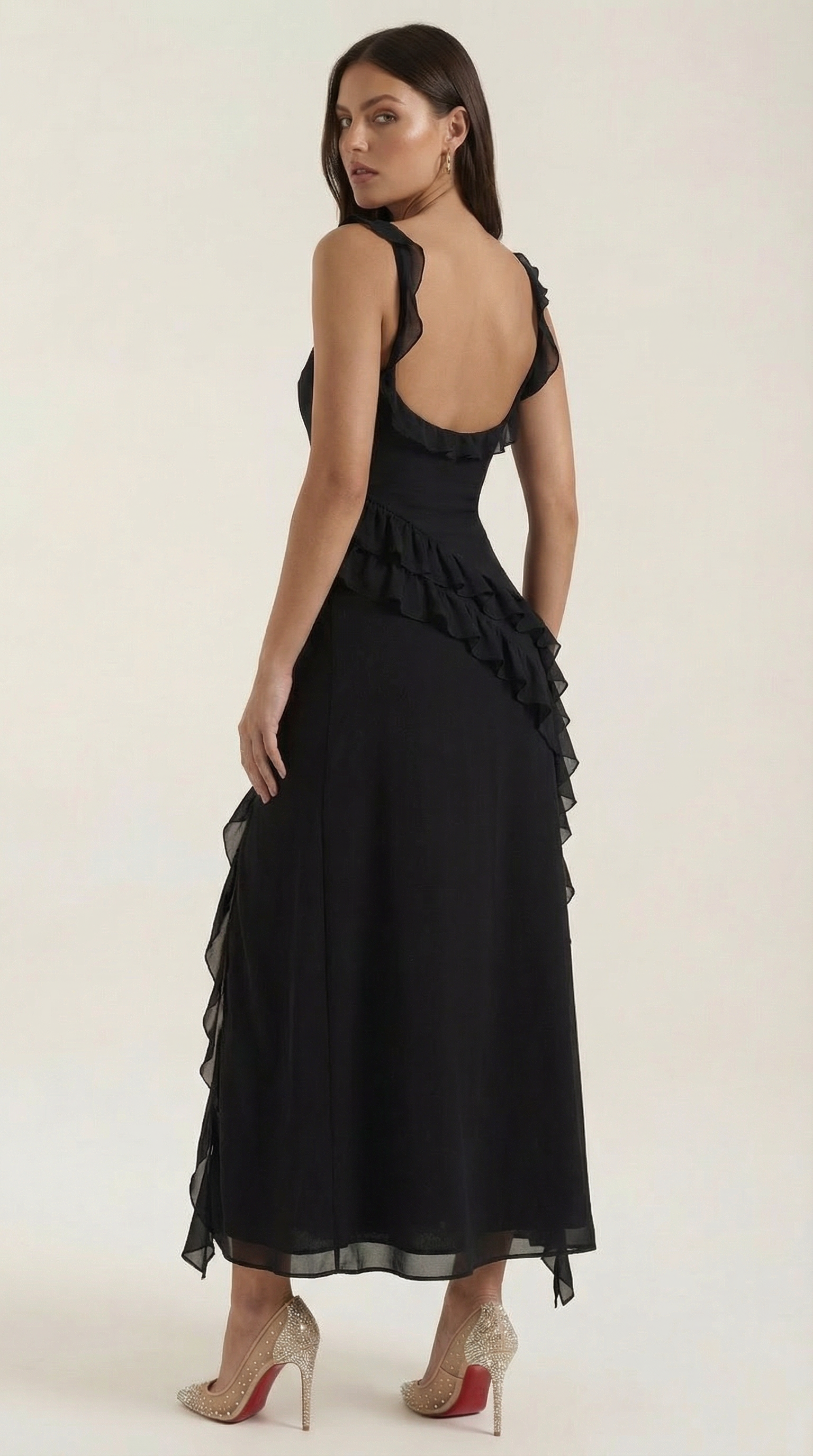 Ruffled Maxi Dress for Women - Lightweight Fabric, Elegant Design, Perfect for Summer Events and Casual Outings