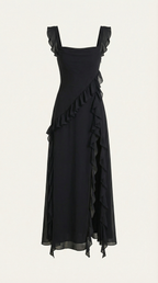 Ruffled Maxi Dress for Women - Lightweight Fabric, Elegant Design, Perfect for Summer Events and Casual Outings