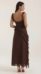 Ruffled Maxi Dress for Women - Lightweight Fabric, Elegant Design, Perfect for Summer Events and Casual Outings