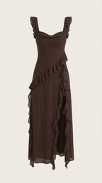 Ruffled Maxi Dress for Women - Lightweight Fabric, Elegant Design, Perfect for Summer Events and Casual Outings