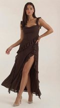 Ruffled Maxi Dress for Women - Lightweight Fabric, Elegant Design, Perfect for Summer Events and Casual Outings