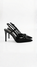 Satin Bow Pumps for Women - Elegant Evening Footwear - Stylish Dress Shoes