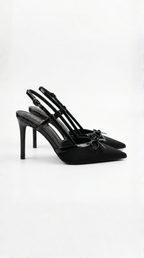 Satin Bow Pumps for Women - Elegant Evening Footwear - Stylish Dress Shoes