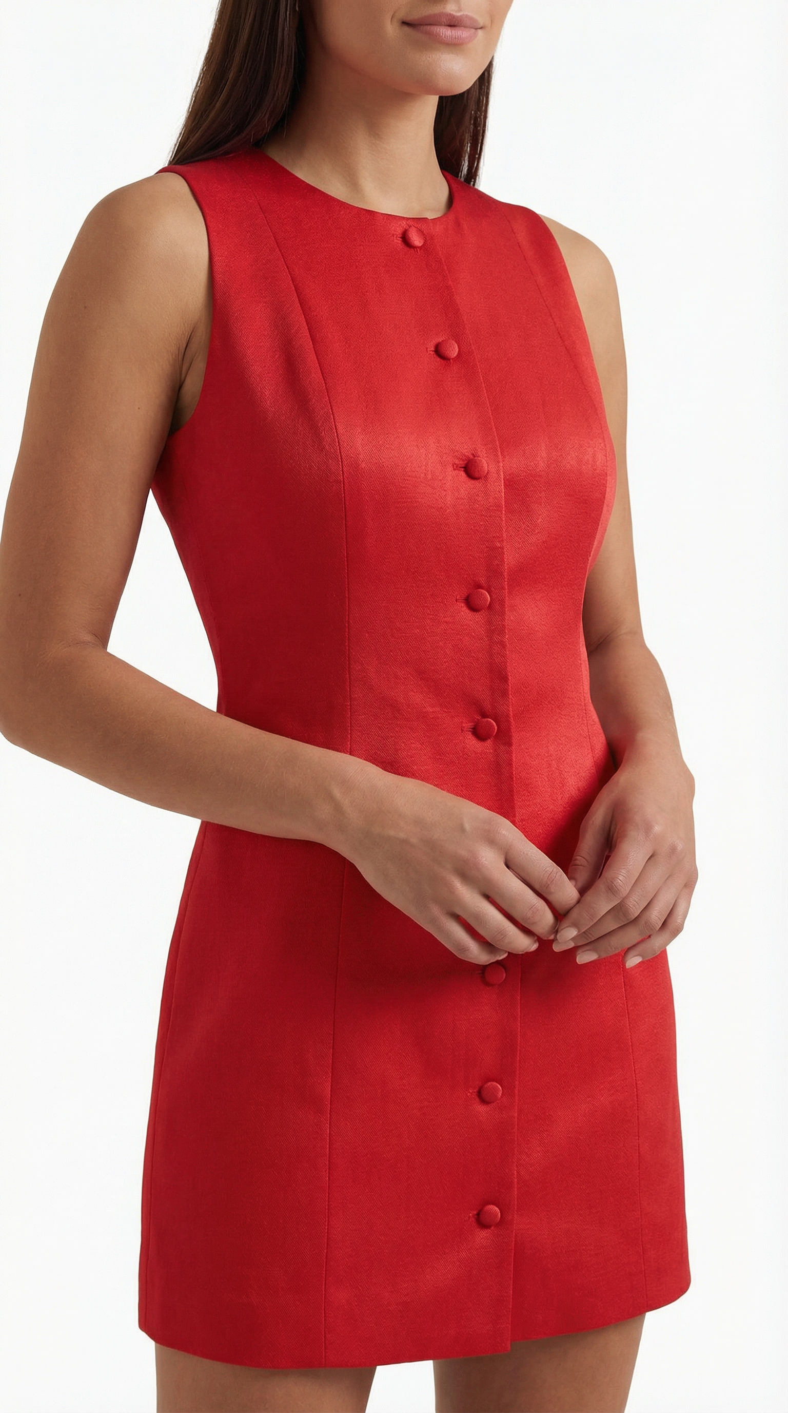 Sleeveless Button-Up Mini Dress in Lightweight Fabric for Casual Wear and Summer Outings