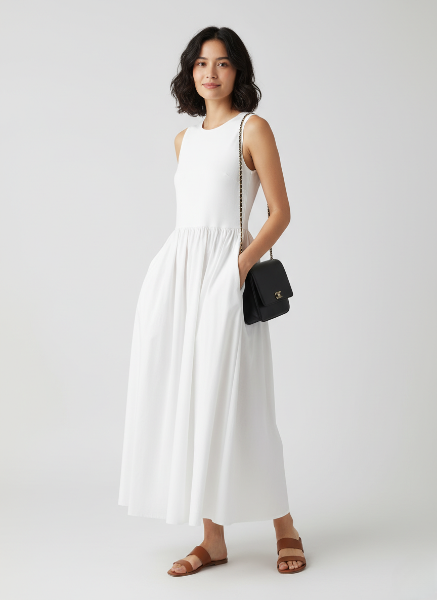 Sleeveless Cotton Blend Maxi Dress for Formal Events - Elegant Long Dress for Special Occasions