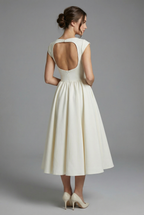 Sleeveless High Waist Midi Dress for Women - Elegant Ascot Style