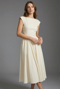 Sleeveless High Waist Midi Dress for Women - Elegant Ascot Style