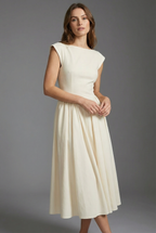 Sleeveless High Waist Midi Dress for Women - Elegant Ascot Style