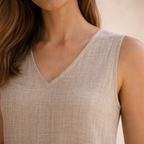 Sleeveless V-Neck Linen Maxi Dress for Women - Casual Summer Wear