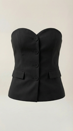 Strapless Blazer Top in Lightweight Fabric - Chic Sleeveless Design for Casual or Formal Wear