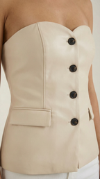 Strapless Blazer Top in Lightweight Fabric - Chic Sleeveless Design for Casual or Formal Wear