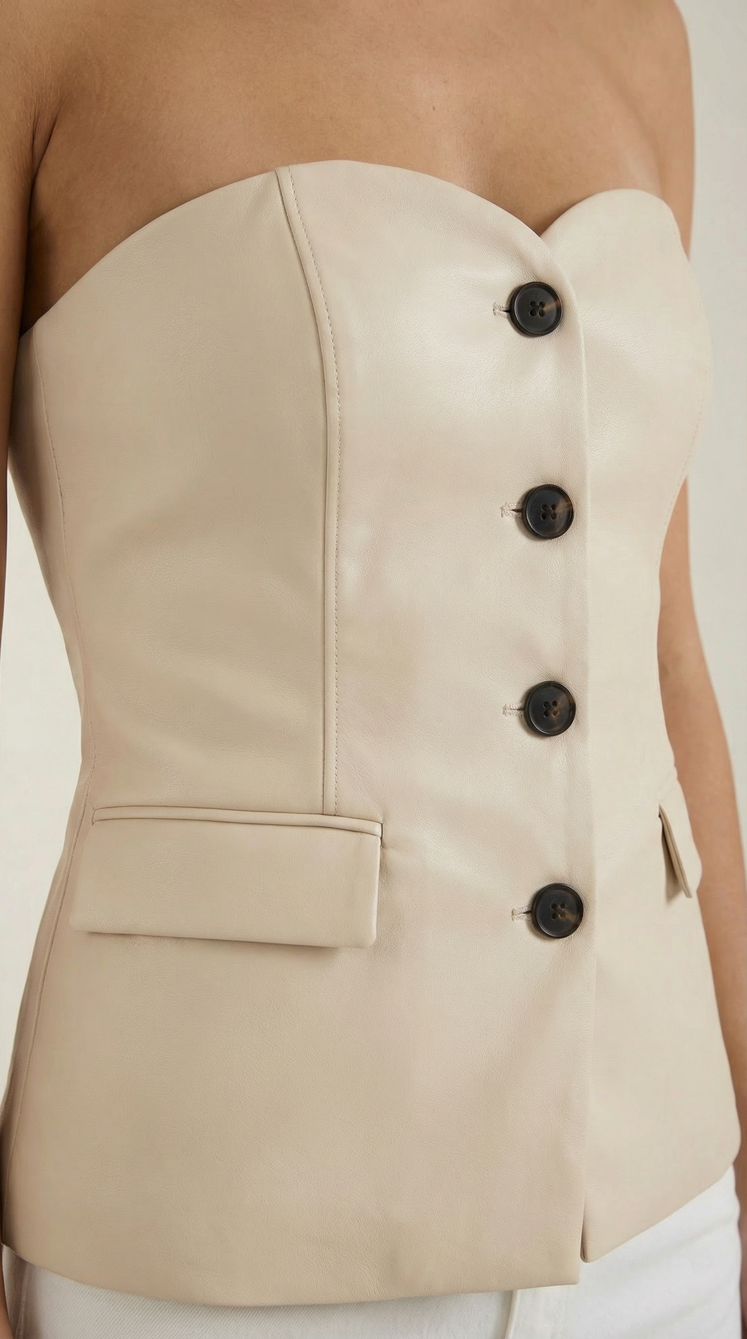 Strapless Blazer Top in Lightweight Fabric - Chic Sleeveless Design for Casual or Formal Wear