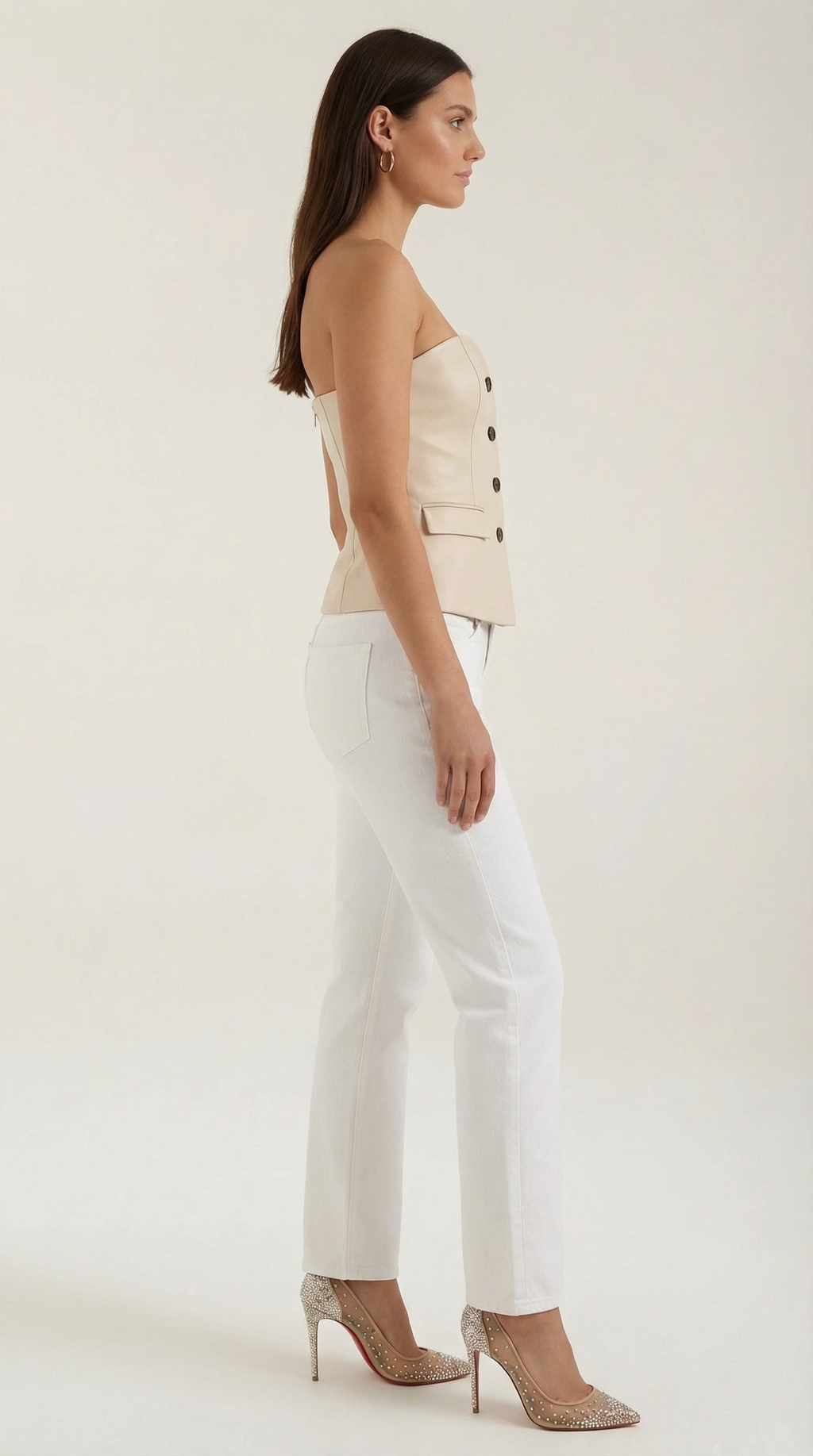 Strapless Blazer Top in Lightweight Fabric - Chic Sleeveless Design for Casual or Formal Wear