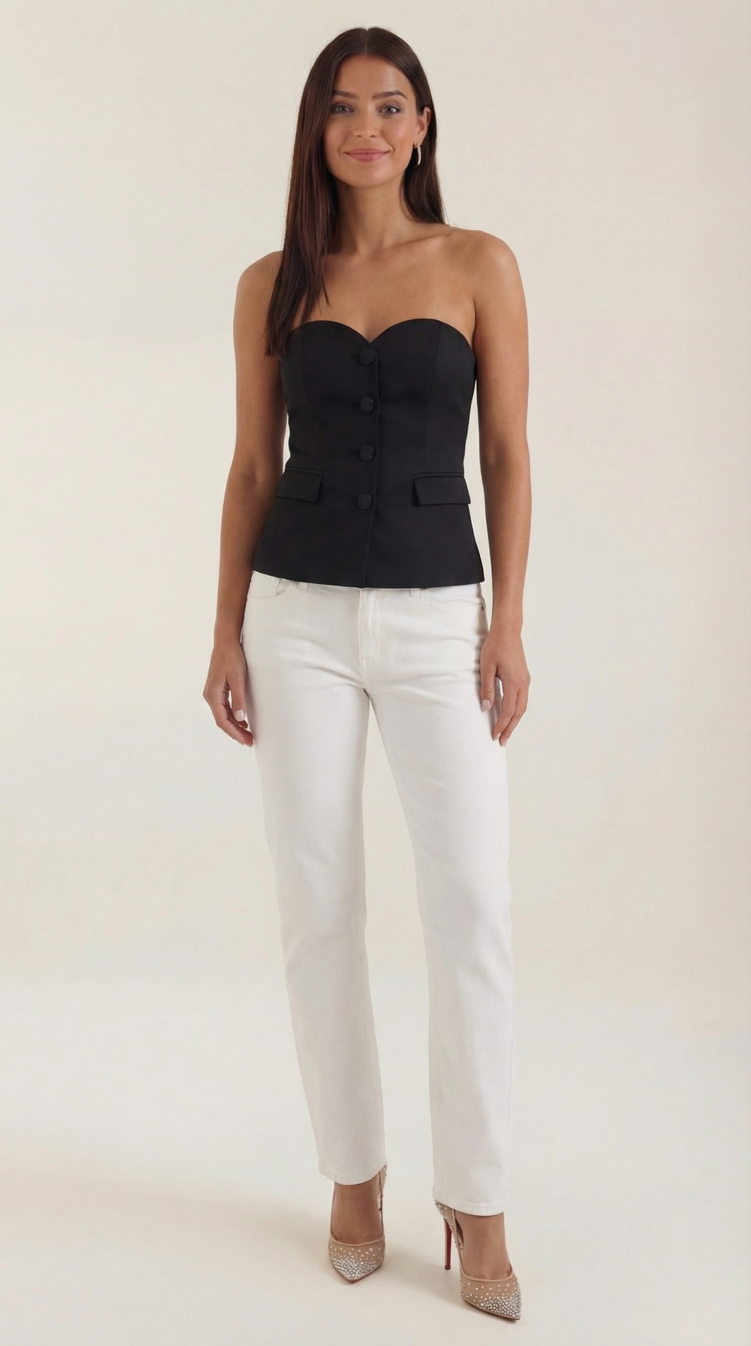 Strapless Blazer Top in Lightweight Fabric - Chic Sleeveless Design for Casual or Formal Wear