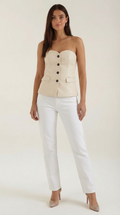 Strapless Blazer Top in Lightweight Fabric - Chic Sleeveless Design for Casual or Formal Wear