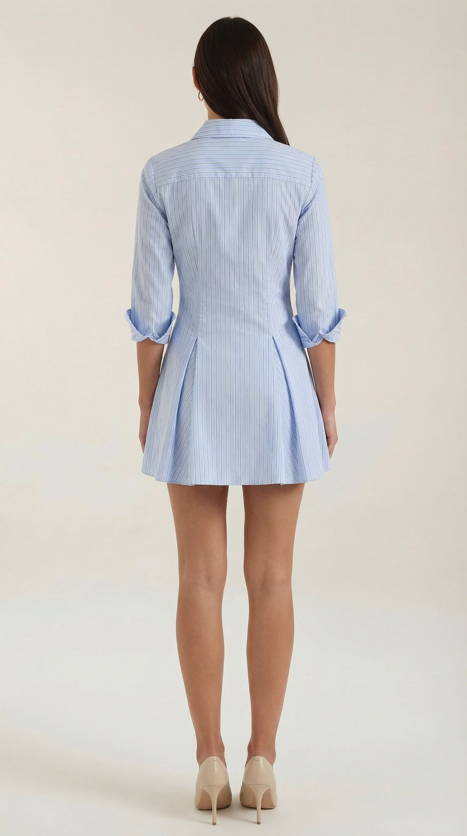Striped Cotton Shirt Dress for Women - Casual Everyday Wear with Short Sleeves and Button Closure