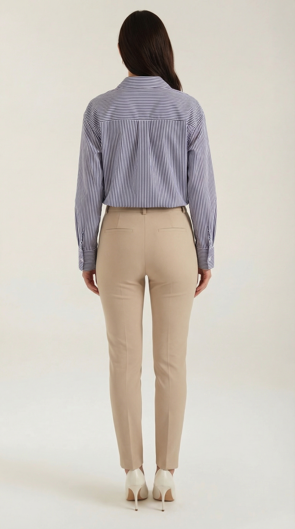 Striped Long Sleeve Blouse for Women - Lightweight Cotton Blend - Casual or Office Wear - Versatile and Stylish Top