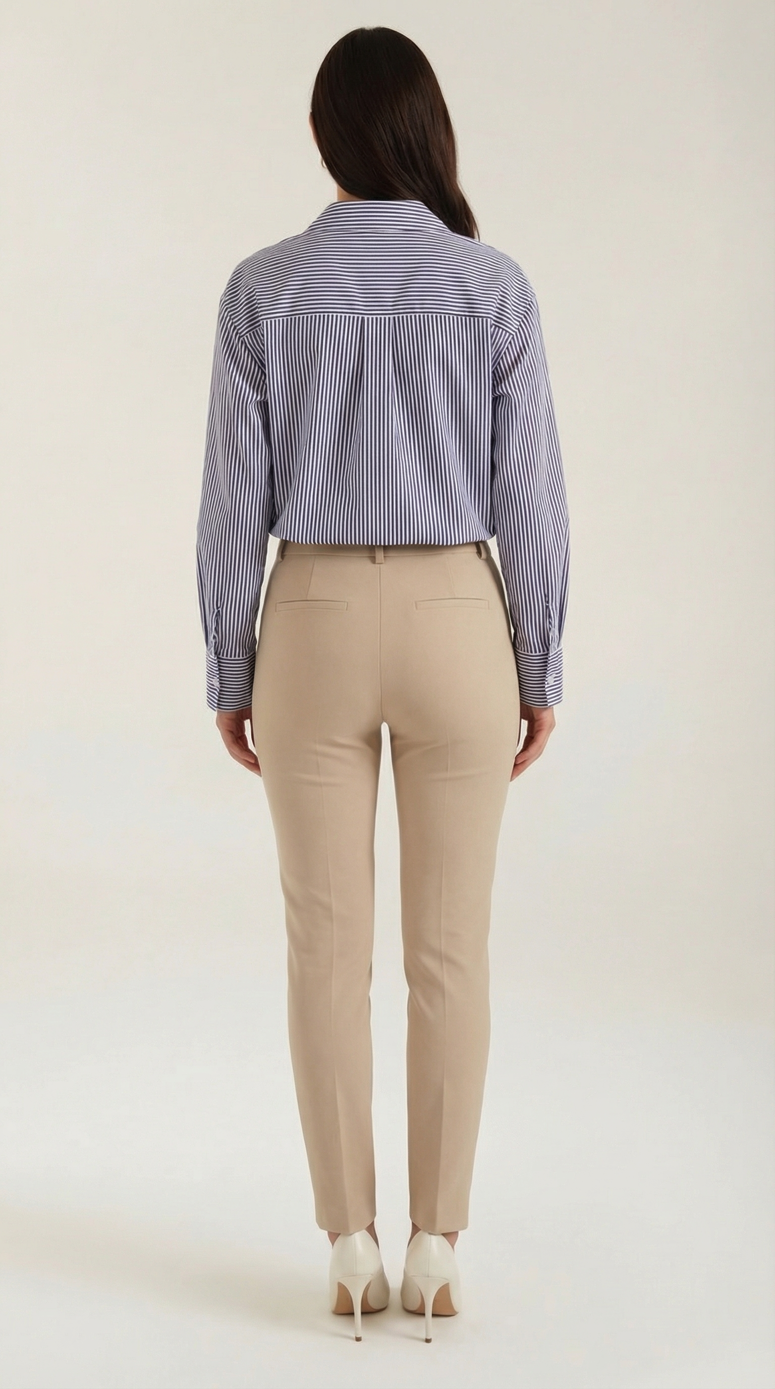 Striped Long Sleeve Blouse for Women - Lightweight Cotton Blend - Casual or Office Wear - Versatile and Stylish Top