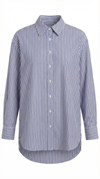 Striped Long Sleeve Blouse for Women - Lightweight Cotton Blend - Casual or Office Wear - Versatile and Stylish Top