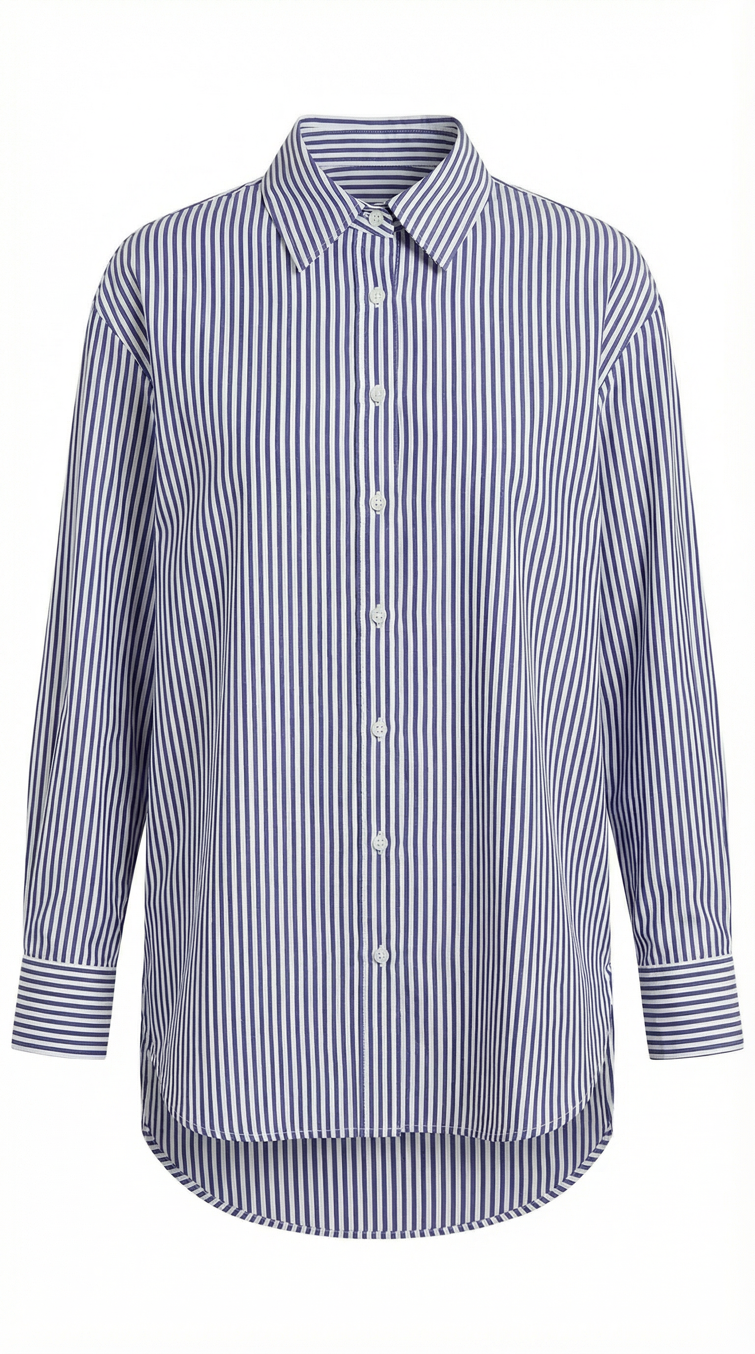 Striped Long Sleeve Blouse for Women - Lightweight Cotton Blend - Casual or Office Wear - Versatile and Stylish Top