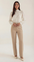 Structured Long Sleeve Blouse in Lightweight Fabric for Office Wear and Casual Outings