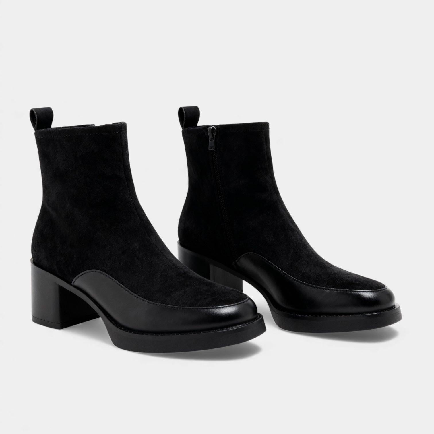 Suede Ankle Boots for Women - Classy Block Heel Design for Casual or Dressy Occasions