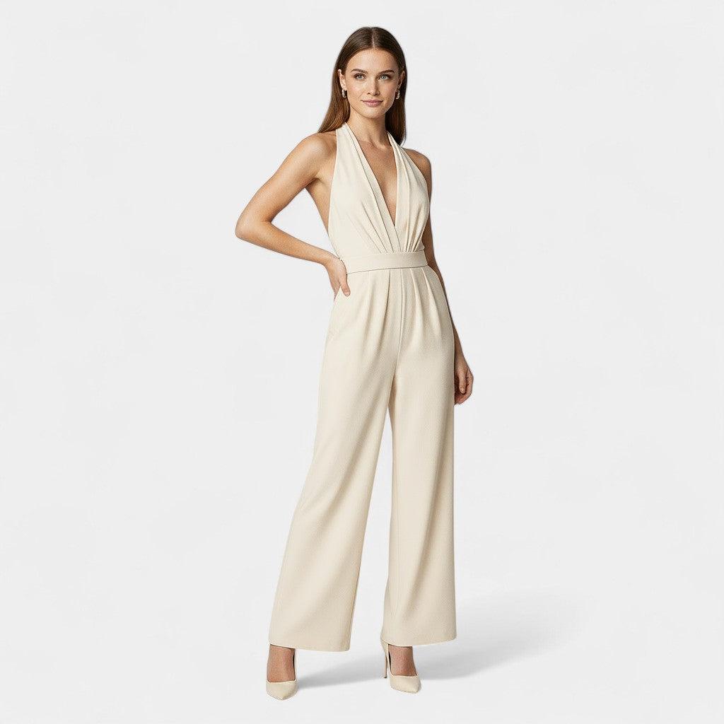 Wide-Leg Jumpsuit for Women - Elegant Evening Wear - Comfortable Fabric - Perfect for Formal Events