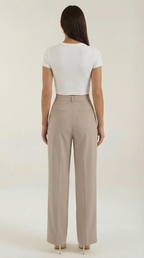 Wide-Leg Office Trousers for Women - Comfortable Stretch Fabric - Professional Style - Versatile Workwear Pants