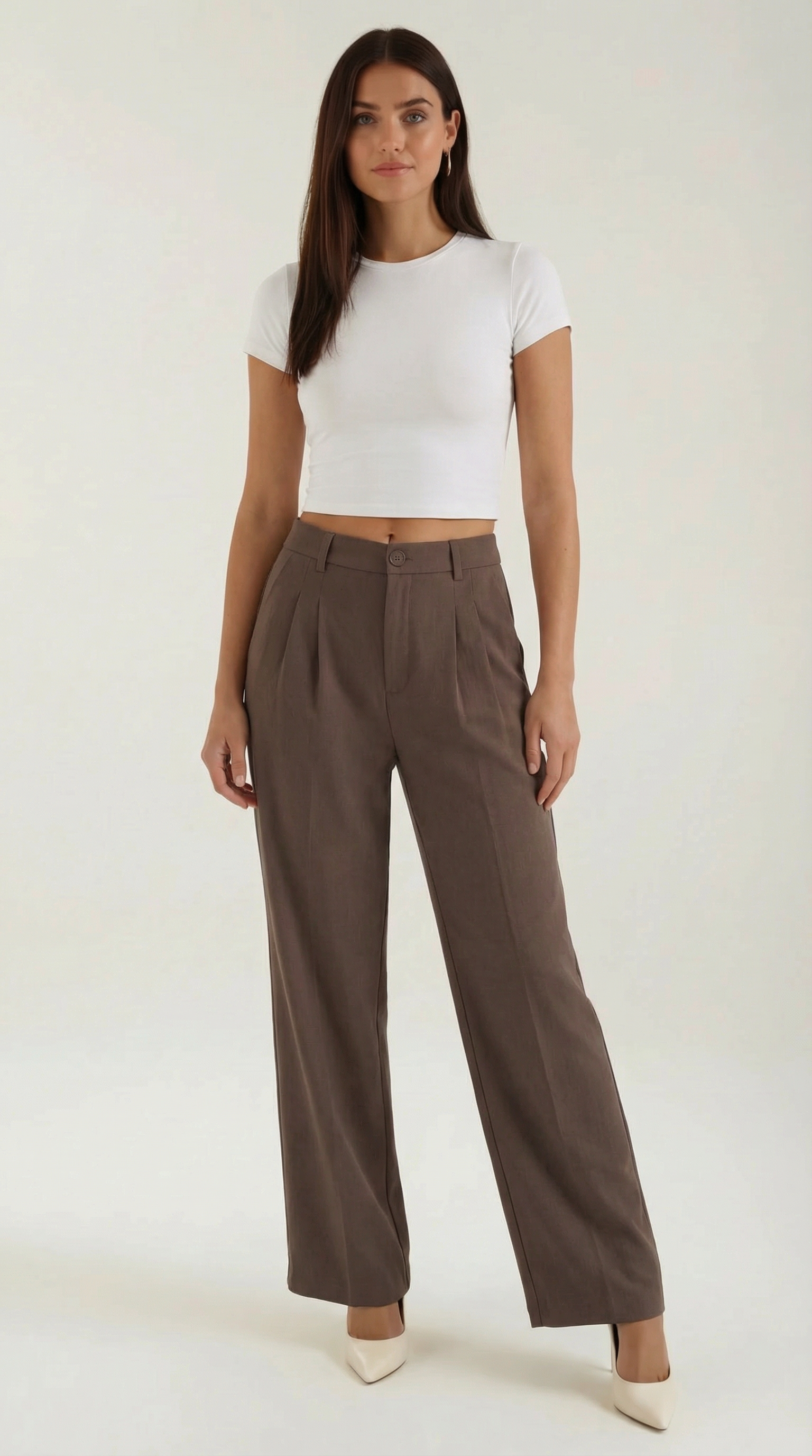 Wide-Leg Office Trousers for Women - Comfortable Stretch Fabric - Professional Style - Versatile Workwear Pants