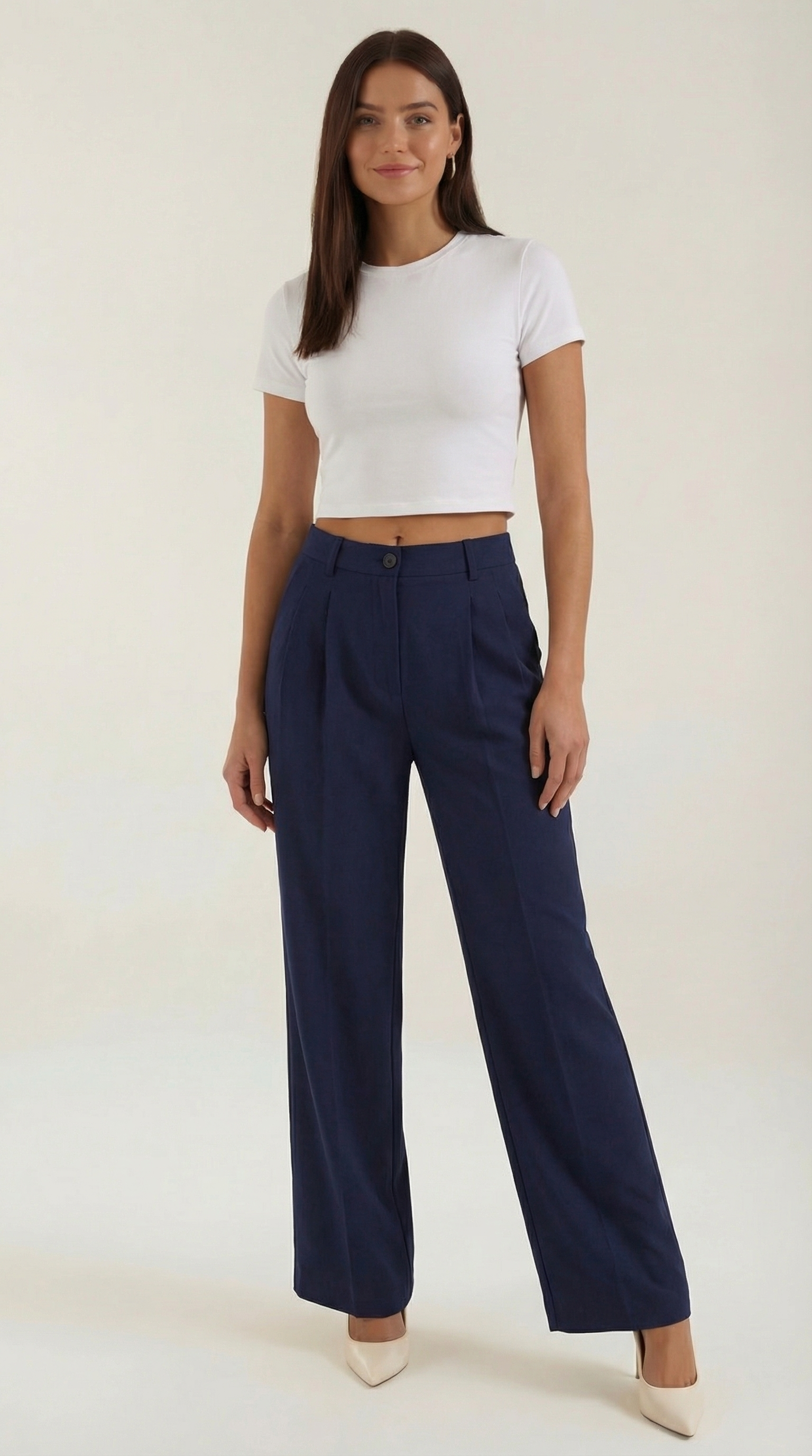 Wide-Leg Office Trousers for Women - Comfortable Stretch Fabric - Professional Style - Versatile Workwear Pants